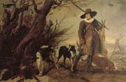 WILDENS, Jan A Hunter with Dogs Against a Landscape painting
